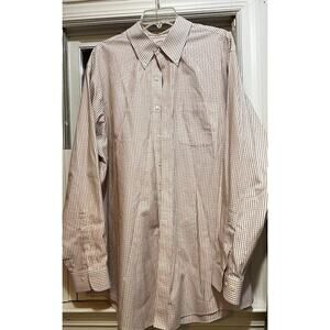 Brooks Brothers Men Size 18-6/7 Windowpane Non Iron Cotton L/S Dress Shirt